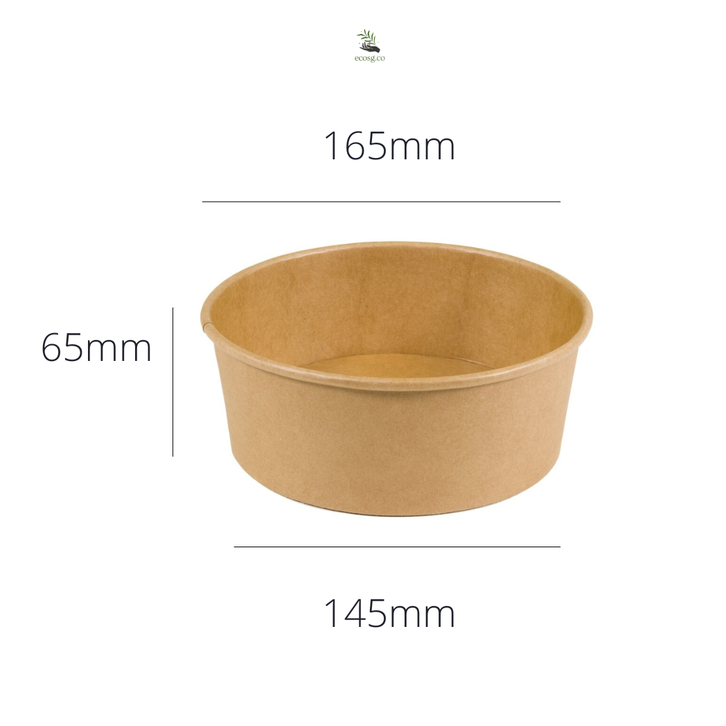 Kraft Paper Bowl 1150ml with Lid (300pcs/carton) – ECOSG.CO