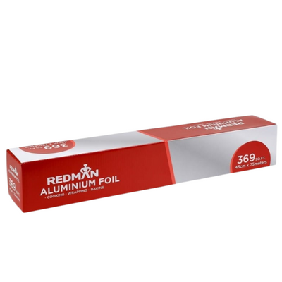 Redman aluminium foil roll packaging on a white background
